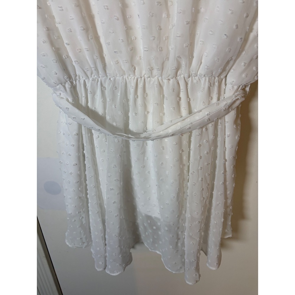 City Chic White Swiss Dot Ruffle Wrap Romper Flutter Sleeve Size M/18 - Picture 11 of 15